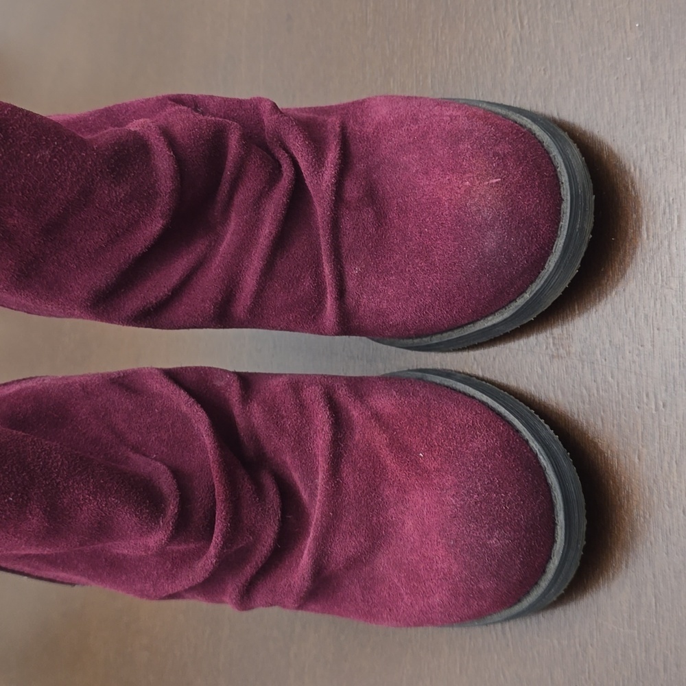 SBICCA Women's 7.5 Maroon Beaded Suede Ankle Boots Booties - Burgundy - Picture 4 of 5